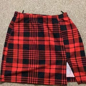 Plaid red skirt
